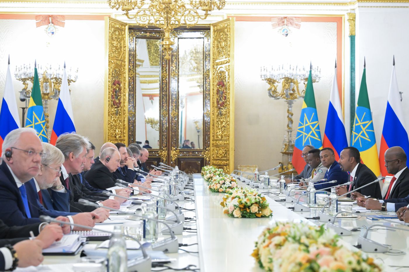 President of Russia Vladimir Putin meets with Prime Minister of Ethiopia Abiy Ahmed